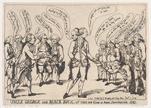 Farbror George och Black Dick vid deras New Game of Naval Shuttlecock, 11 januari..., 11 januari 1787. av Thomas Rowlandson