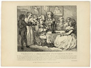 Veronica En frukostkonversation, från Boswells resa till Hebriderna av Thomas Rowlandson