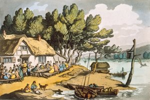 Utsikt nära Newport, Isle of Wight, pub. 1822. av Thomas Rowlandson