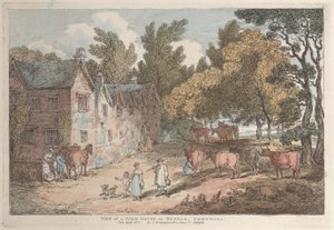 Utsikt över ett bondgårdshus i Hengar, Cornwall, från Views in Cornwall, 12 april 1812., 12 april 1812. av Thomas Rowlandson