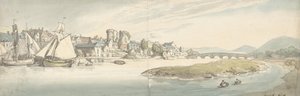 Utsikt över staden vid floden Carwitham Castle, 1775-1827. av Thomas Rowlandson