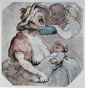 Wet Nurse Interrupted (akvarell på papper) av Thomas Rowlandson