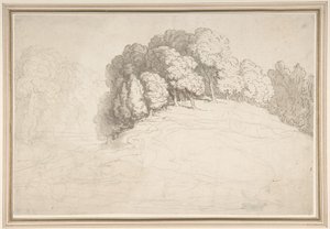 Skogbeklädd sluttning med hjortar av Thomas Rowlandson