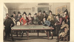 Unga engelska herrar som spelar en omgång biljard av Thomas Rowlandson