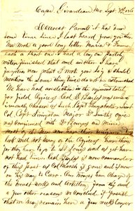 Letter signed T.S. Hawley, Cape Girardeau, Missouri, to parents, September 8, 1861 av Thomas S. Hawley