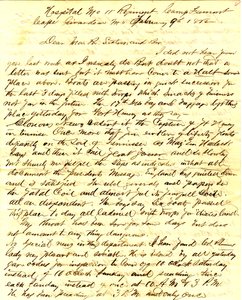 Letter signed T.S. Hawley, Hospital 11th Missouri Infantry, Camp Fremont, Cape Girardeau, to family, February 9, 1862 av Thomas S. Hawley