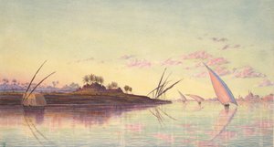 Utsikt över Nilen nära Kairo, ca. 1855.