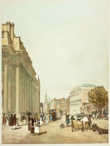 Board of Trade, Whitehall, från Downing Street, skylt åtta från Original Views of London as It Is av Thomas Shotter Boys