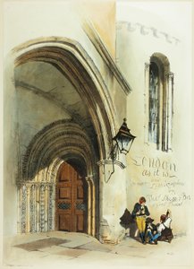 Dörröppning, tempel, frontispice till Original Views of London as It Is av Thomas Shotter Boys
