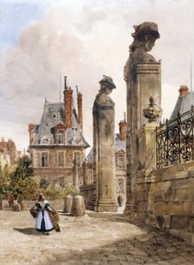 Grille Des Hermès, Porte Dauphine, Palace of Fontainebleau (akvarell med inslag av gummi arabicum på vitt papper) av Thomas Shotter Boys