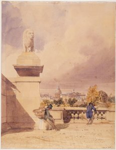 Pont de la Concorde och deputeradekammaren, sedd från Tuileriernas terrass av Thomas Shotter Boys