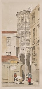 Pittoresk arkitektur i Paris, Gent, Antwerpen, Rouen: Hotel de la Tremouille, Rue des Bourbonnois, Paris av Thomas Shotter Boys