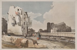 Pittoresk arkitektur i Paris, Gent, Antwerpen, Rouen: Nôtre Dame, Paris, från Quai St. Bernard