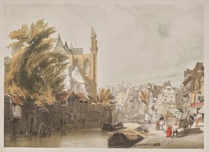 Pittoresk arkitektur i Paris, Gent, Antwerpen, Rouen: Rue du Rivage, Abbeville, Frankrike av Thomas Shotter Boys