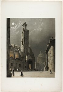 St Etienne du Mont och Pantheon, Paris, plansch 20 från Picturesque Architecture in Paris, Ghent, Antwerp, Rouen, Etc. av Thomas Shotter Boys