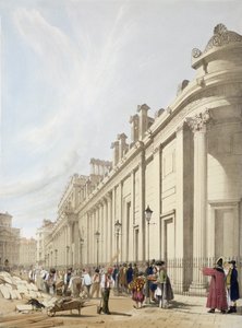 The Bank of England med utsikt mot Mansion House, från "London As It Is", graverad och utgiven av konstnären, 1842. av Thomas Shotter Boys