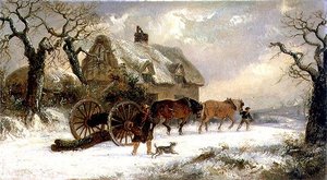 Carting Timber - Winter (olja på panel)