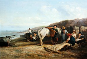 Mending the Nets (olja på duk) av Thomas Smythe