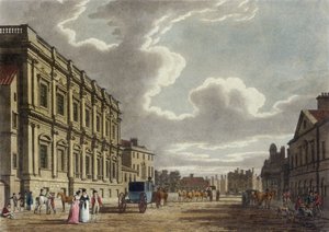 Whitehall, Westminster i London (färgad akvatint)