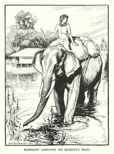 Elefant som bär Hans Majestäts post (litografi) av Thomas Somerfield