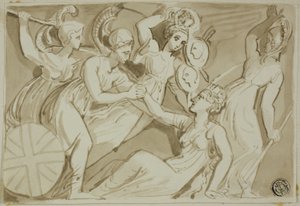 Kvinnliga krigare som kommer till hjälp för Britannia av Thomas Stothard