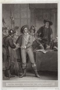 Oliver Cromwell (1599-1658) upplöser det långa parlamentet av Thomas Stothard