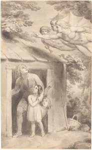 Peter och hans barn fick besök av tre flygande figurer av Thomas Stothard