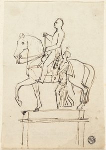 Skulptur av en ryttare ackompanjerad av stående kvinna av Thomas Stothard