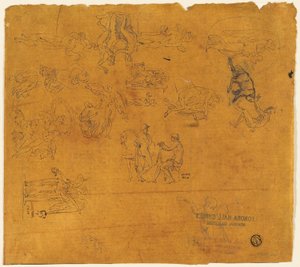 Ark med skisser av mytologiska ämnen av Thomas Stothard