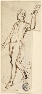 Skiss av stående man med upplyft arm av Thomas Stothard
