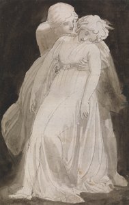 Omsorg: En man som stöder en kvinna som svimmar av Thomas Stothard