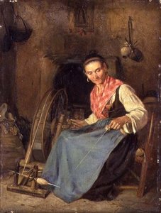 Kvinna som spinner av Thomas Stuart Smith