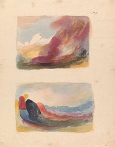 Två teckningar på ett ark: Landskap - Färgtvätt, Titian (nr 9); Landskap - färgtvätt, Rubens (nr 10) av Thomas Sully