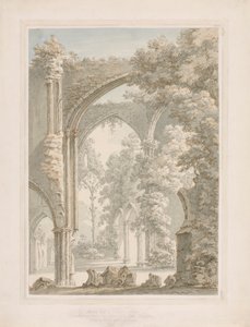 Vy från insidan av Tintern Abbey från mittskeppet till östfönstret av Thomas Sunderland