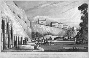 Kyrkogården i Liverpool, visar Mr Huskissons grav etc, 1831.