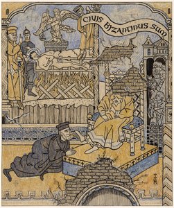 Den återupptäckta väggmålningen i Justitiepalatset i Bysans; Simplicissimus V/34 av Thomas Theodor Heine