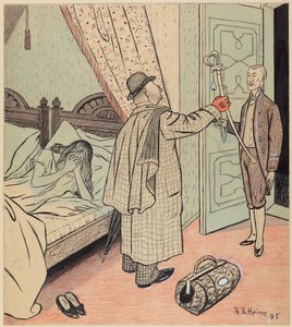 Reservistens hemkomst; Simplicissimus I/32, 1896 av Thomas Theodor Heine