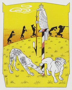 Tysk mastiff och engelsk bulldogg (färg litho)