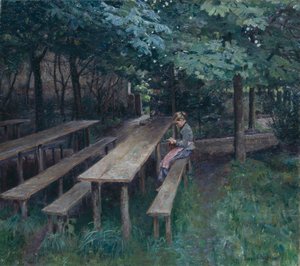 Restaurangträdgård i Dachau av Thomas Theodor Heine
