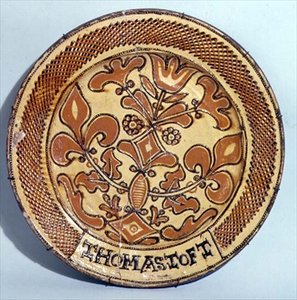 Staffordshire fat, ca 1680 (slipware) av Thomas Toft