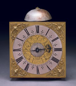 Fyrkantig urtavla av en Charles II Thirty Hour Longcase Clock, ca 1680 (blandade media)