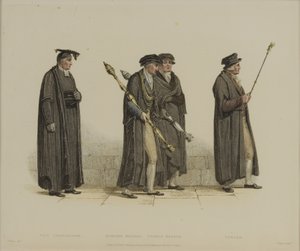 Vicekansler, Esquire Beadle, Yeoman Beadle, Verger, graverad av J. Agar, publicerad i R. Ackermanns 