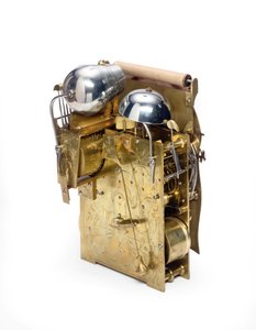 Detalj av en George III grön och förgylld japansk musikalisk automatbordsklocka föreställande Lord Mayor