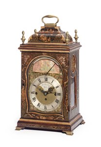 George III grön och förgylld japansk bordsklocka med musikautomat föreställande Lord Mayor