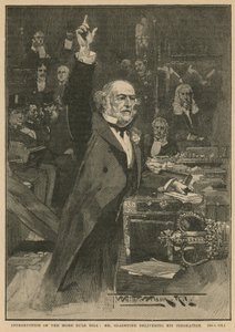 Införandet av Home Rule Bill - Gladstone håller sitt anförande. av Thomas Walter Wilson