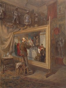 Historiemålaren, ett självporträtt (akvarell på papper)