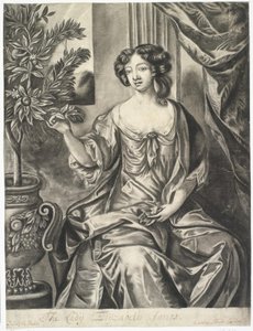 Dam med kruka av blommor; Lady Elisabeth Jones efter Sir Peter Lely