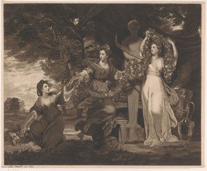 Porträtt av Barbara Beresford, Elizabeth Gardiner och Anne Townshend som de tre nåderna