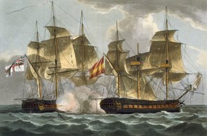 Capture of the Mahonesa, 13 oktober 1796, graverad av Thomas Sutherland för J. Jenkins 