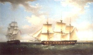 Indienmannen i två positioner utanför Walmer Castle, Kent av Thomas Whitcombe